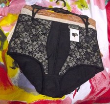 3 NEW PRIMA VALENTINA 68022 BK LACE OVERLAY PANELS MICROFIBER BRIEF PANTIES L