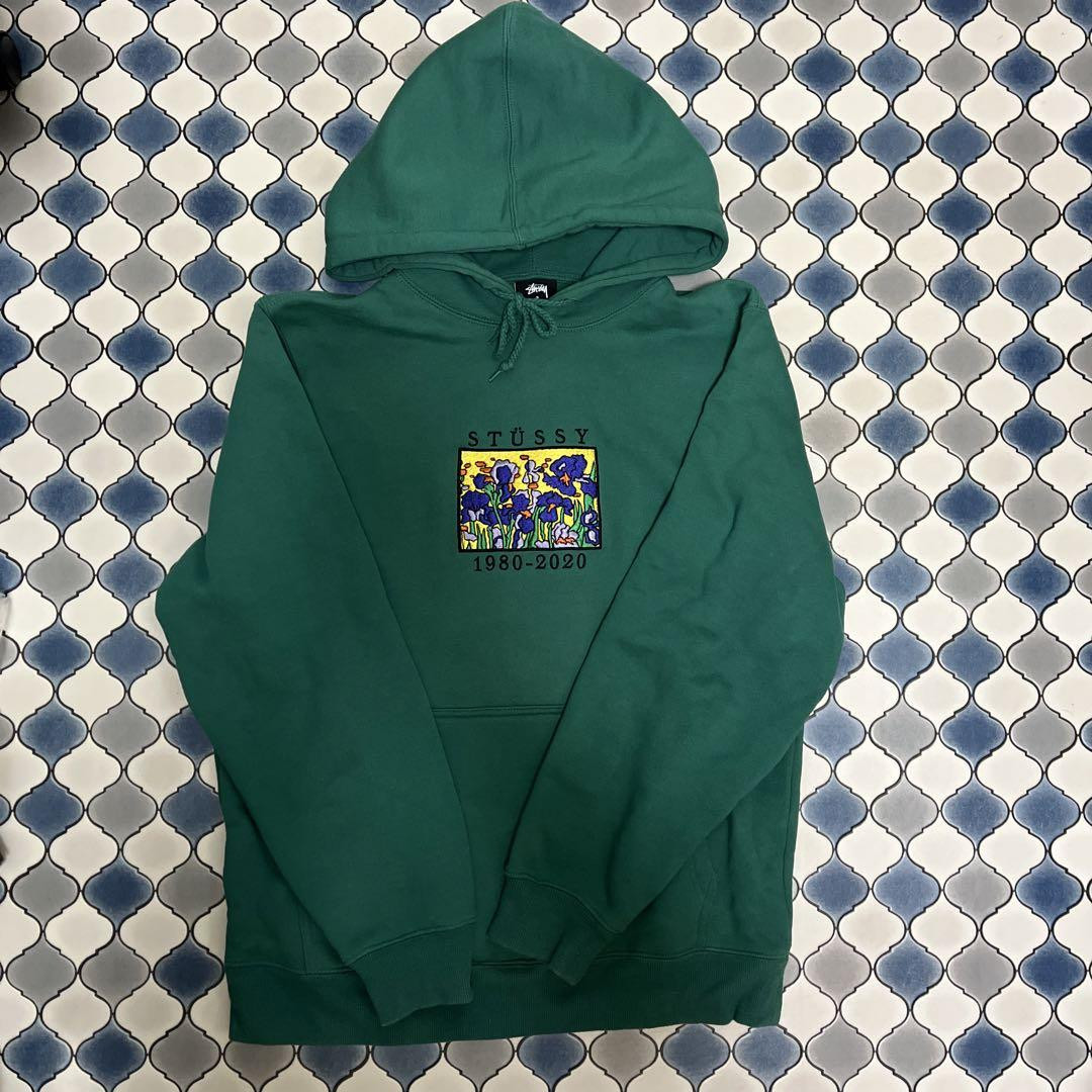 Stussy 40th Anniversary Hoodie Green Embroidered Flower Stussy 40th Anniversary Hoodie Green Embroidered Flower