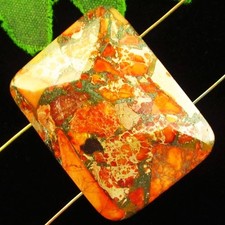 Faceted Orange Sea Sediment Jasper Pyrite Oblong Pendant Bead 35x26x10mm H16055
