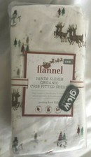 Pottery Barn Kids Santa Sleigh Crib Fitted Flannel Sheet GLOW IN THE DARK NWT