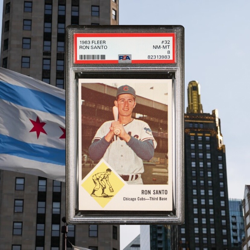 1963 Fleer - #32 Ron Santo (HOF) - Chicago Cubs - NM-MT PSA 8 (73 graded higher)