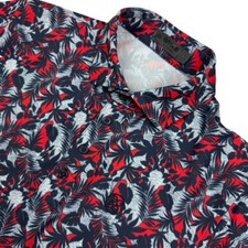 G/Fore Men's Performance S/S Golf Polo Shirt Tropical Camo Gray/Red   Small
