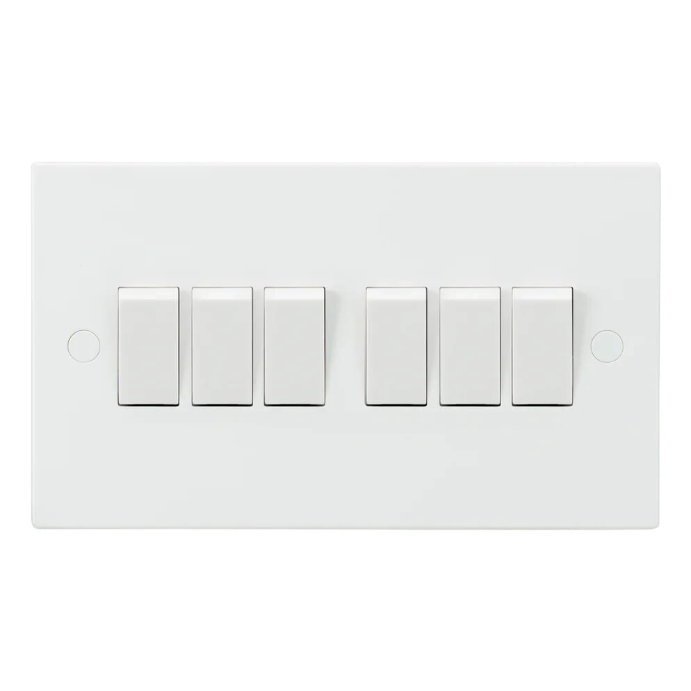 Knightsbridge SN4200 White Square Edge 10AX 6G 2-Way Switch with screws, caps