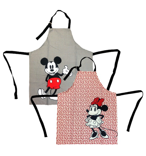 Disney Cotton Apron, 2pk Durable Lightweight Kitchen Apron, Dots/Bows