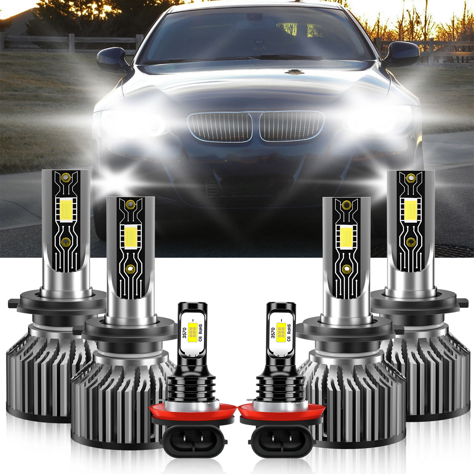 6x Combo LED Headlight High/Low Bulbs + Fog Lamp For BMW 335i xDrive 2009-2015