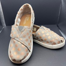 TOMS Classic Toddler Size T 11 Gray with Rose Gold Polka Dots Flat Shoes