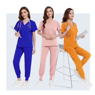 NiaaHinn Unisex Medical Scrub Set - Summer V-Neck Top & Jogger Pants for Nurses