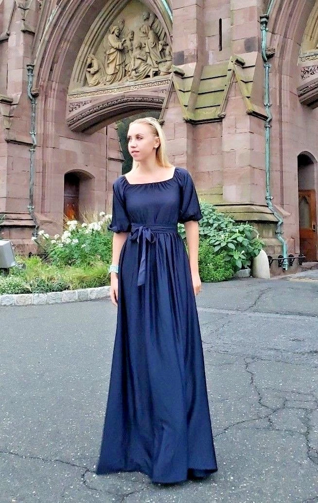 Navy blue and top red wedding dress