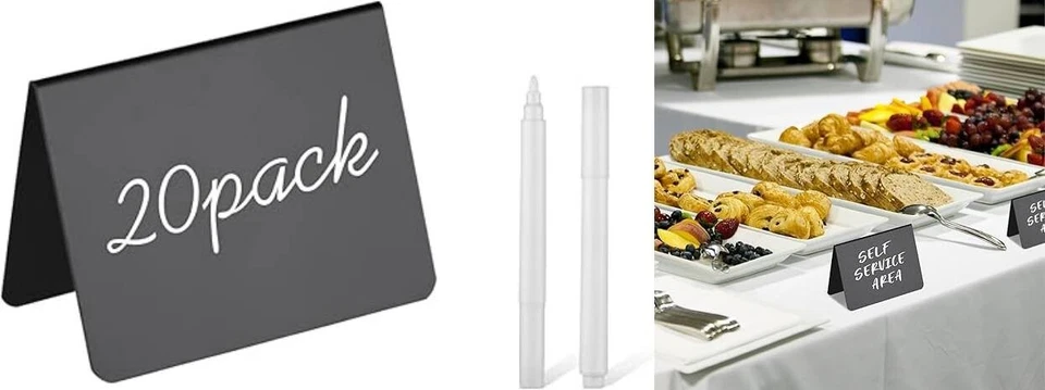 Paquete de 20 mini letreros de pizarra de 4" x 3" para letreros de tiza. nuevo. Foto 3 de 4