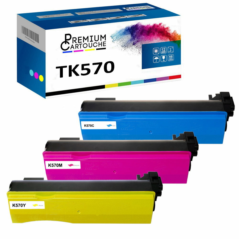 Toner TK570 Kyocera compatible de qualité premium x3 cartouches couleur haute fidélité