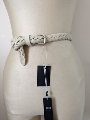 HIGH USE CEINTURE CUIR VERITABLE TRESSÉ BOUCLE CRAIE TAILLE 80 NEUVE/ETIQ 220 