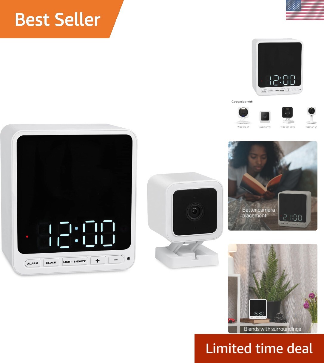 Wyze Cam V4 V3 V3 Pro OG Alarm Clock Camera Case Cover-image