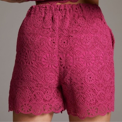 Pantaloncini corti all'uncinetto Anthropologie Maeve con occhielli rosa nuovi con etichette da donna taglia 6 - Foto 5 di 10