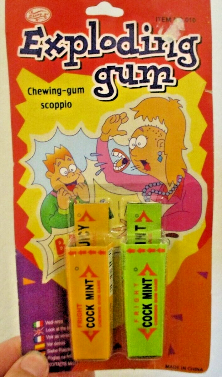 2 Pack Exploding Cock Mint Chewing Gum Joke Gag Trick Toy