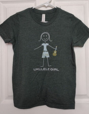 Funny Youth Girls Ukulele Girl Tee, Ukulele Player T-Shirt Heather Forest M