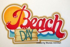 Beach Day summer Title paper piecing premade scrapbook page Rhonda