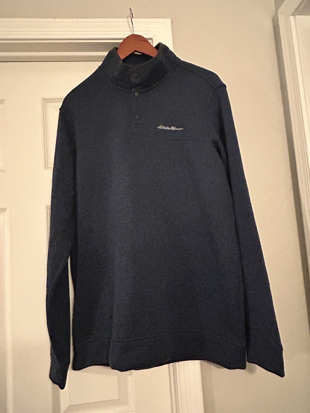 EDDIE BAUER 1/4 Snap Neck Sweatshirt Gray Men's Sz L Tall
