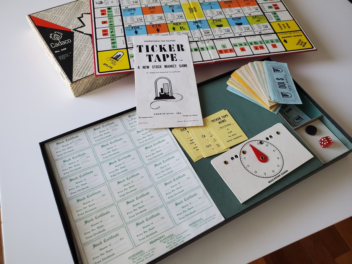 VINTAGE Ticker Tape Stock Market Game COMPLETE Cadaco 1963 VINTAGE Ticker Tape Stock Market Game COMPLETE Cadaco 1963
