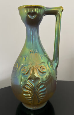Lot - A Zsolnay Eosin Iridescent Green Miniature Pot, depicting PECS