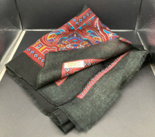Vintage Fifth Avenue 100 Acrylic Scarf Black Red Paisley Japan