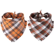 Fall Dog Bandana Thanksgiving Autumn Dog Bandana Plaid Pet Scarf