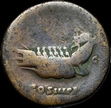 Adriano 117-138 d.C. Sesterzio .Romano Imperiale 26 grammi.Galley Reverse -Raro