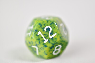 Koplow Games OOP Two Toned Dark Green D12 Polyhedral RPG TTRPG