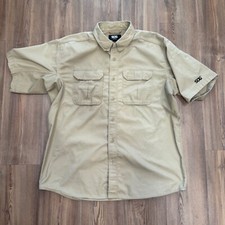 SOG Tactical Shirt Mens Large L Tan Short Sleeve Flap Pockets Button Up