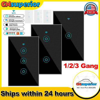 1/2/3 Gang WiFi Smart Wall Touch Light Switch Glass Panel For Alexa + Google APP