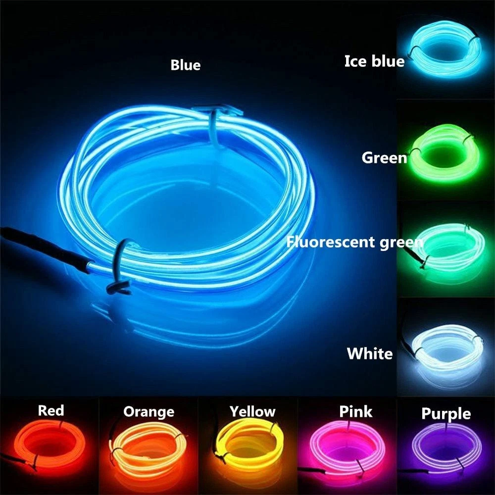 Flexible Neon Light 1m/3m/5M 3V Glow EL Wire Rope Tape Cable Strip LED Shoes | eBay