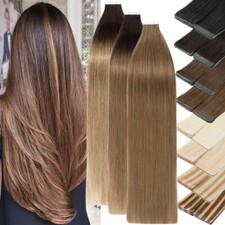 CLEARANCE Tape in Real 100 Remy Human Hair Extensions Invisible Skin Weft Ombre
