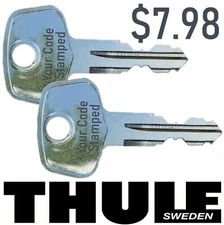 2 THULE Replacement Key Ski Roof Car Rack Lock Bicycle Hauler Carrier Surf Kayak
