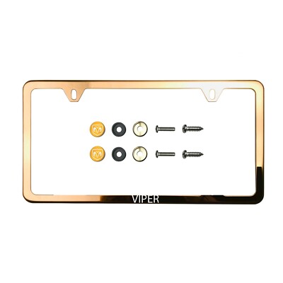 Fit Dodge Vipe Laser Etching Stainless Steel RoseGold Slim License Frame w/Cap