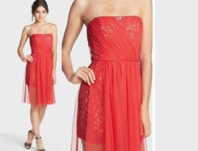 bcbg red tulle dress Bcbgmaxazria Tulle Red & Pink evening dress Size 2