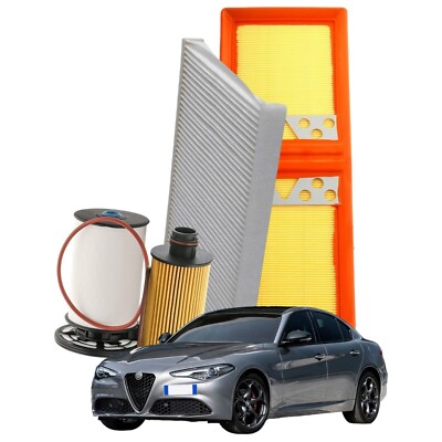 Kit 4 Filtri Per Alfa Romeo Stelvio/Giulia 2.2 Diesel - Aria, Olio, Abitacolo, Carburante - Foto 10