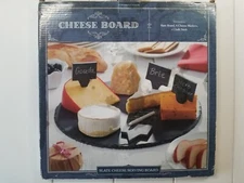 5 Pieces Slate Cheese Board, 11.5" Round Black Charcuterie Board Natural Slate 