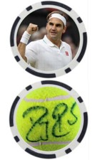 Roger Federer - BOLA DE GOLF - FICHA DE PÓQUER - MARCADOR DE BOLA *FIRMADO*