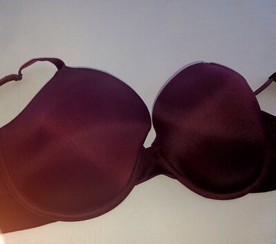 Victoria Secret PINK 34DD bra Wear everywhere lightly lined T-shirt burgundy