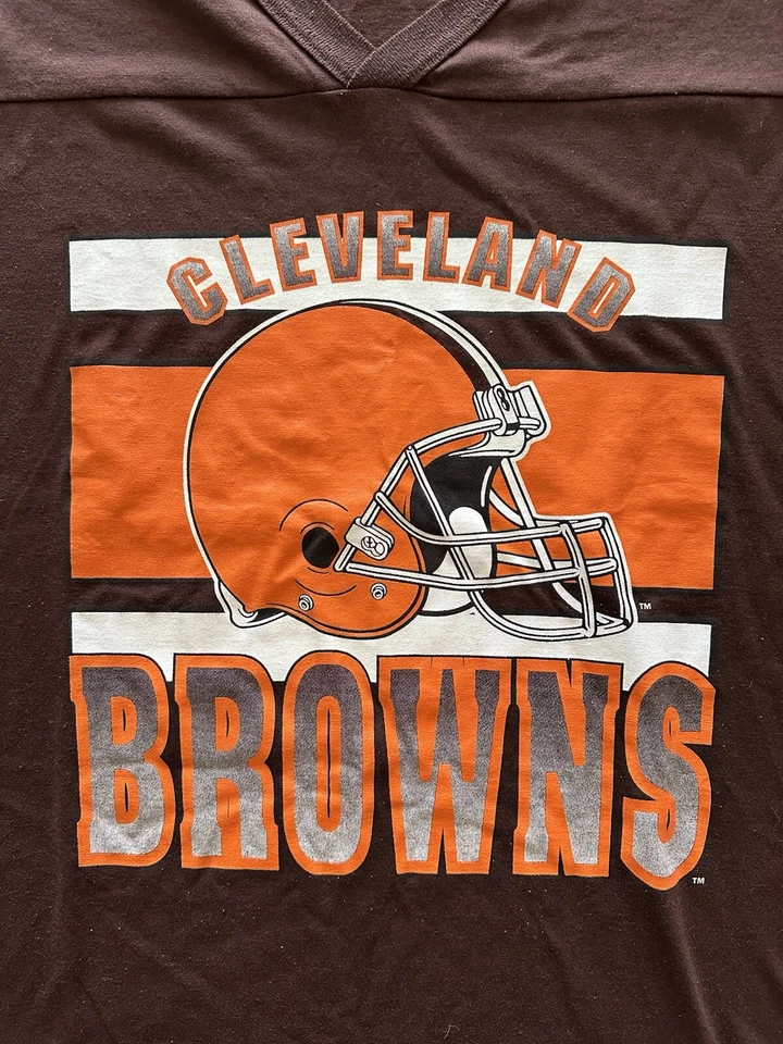 Camiseta deportiva vintage de los 80 Cleveland Browns para hombre talla grande NFL hecha en EE. UU. Foto 2 de 4