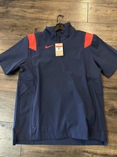 Nike Lightweight Short Sleeve Coaches HOT Jacket DJ5113-420 NAVY BLUE RED SZ L
