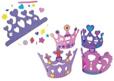 12-PC Pink  Purple Girl's Foam Princess Crowns with Decorations DIY Crafts 412