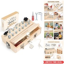 Montessori Busy Board Screwdriver Set Wooden Tool Toy with Lock and Key for 3 4