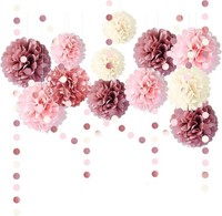 15 Party Pompons Seidenpapier Deko Hochzeit Geburtstag Rosa