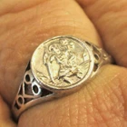 STERLING SILVER OLD VINTAGE RETRO ST CHRISTOPHER RING SIZE V