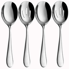 4-Piece Serving Spoon Set - Includes 2 Serving Spoons and 2 Slotted Spoons, Larg