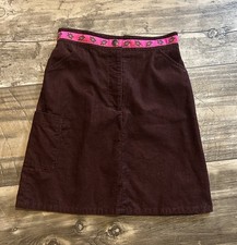 Lilly Pulitzer Girls White Label Vintage Embroidered Brown Corduroy Skirt Sz 8