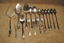 Large Lot 17 Vintage Silverware Pieces Sheffield Rogers Stratford Argyle Wallace