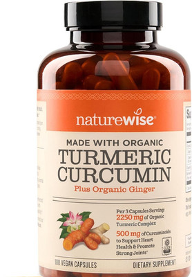 NatureWise, Organic Turmeric Curcumin, 180 Vegan Capsules 03/2028