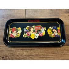 VINTAGE Coca-Cola Tray Coke Sign "LADIES WITH PANSIES" BLACK 1987 on The Hot Collector