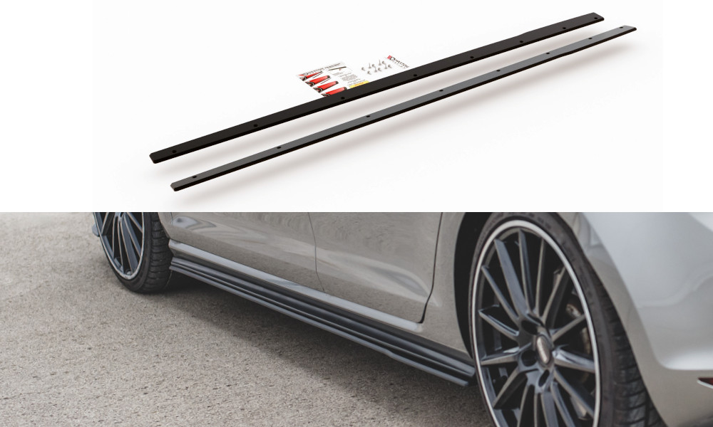 Bas de caisse additionnels Maxton pour Volkswagen Golf 7 GTI rouge tuning